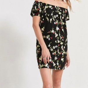 Urban Outfitters Floral Black Mesh Mini Dress